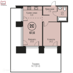 ЖК "Адалин на Семенова". 2-комнатная студия 67 м²