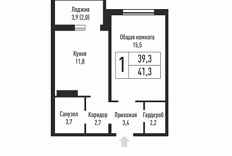 ЖК "Ёлочки". Пример планировки 1-комнатной квартиры