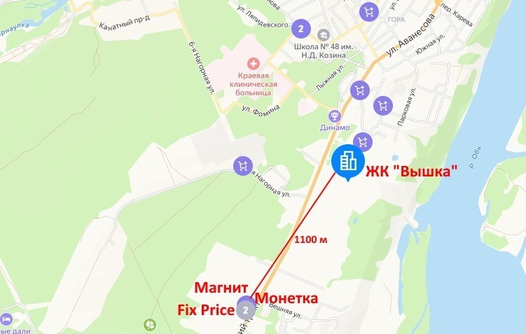 Инфраструктура рядом с ЖК "Вышка". Магазины.