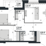 ЖК Opera Residence 3-комнатная студия 83,37 м. Вариант планировки