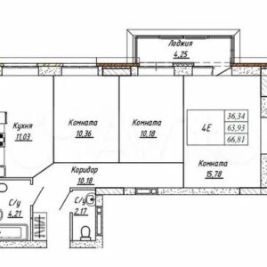 ЖК "Дружба". 3-комнатная квартира 66 м²
