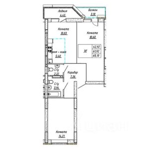 ЖК "Дружба". 3-комнатная студия 65 м²