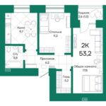 ЖК Широта. 2-комнатная квартира 53 м