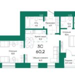 ЖК "Широта". 3-комнатная студия 60 м²