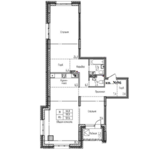 ЖК "Старый город". 3-комнатная студия 101 м²