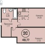 ЖК "Адалин на Южном. 2-комнатная студия 48 м². Монолит-кирпич