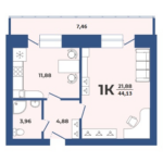ЖК Некрасов. 1-комнатная квартира 44 м²