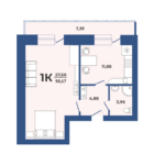 ЖК Некрасов. 1-комнатная квартира 50 м²