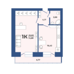 ЖК Некрасов. 1-комнатная квартира 51 м²