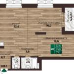 ЖК "Шервуд". 2-комнатная квартира 77,1 м². Монолит-кирпич