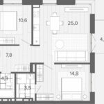 ЖК "Вышка". 2-комнатная квартира 70 м² с балконом