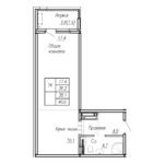 ЖК "Дом культуры". 1-комнатная студия 40 м²