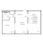 ЖК "Дом культуры". 2-комнатная квартира 52,6 м²