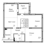 ЖК "Дом культуры". 3-комнатная квартира 68,4 м²