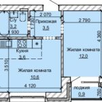 ЖК "Карамель". 2-комнатная студия 33,8 м²