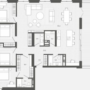 ЖК "Вышка". 4-комнатная квартира 178 м²