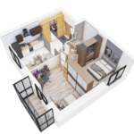 ЖК Современник. 2-комнатная квартира 47,7 м². 3D-визуализация