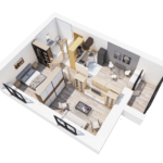ЖК Современник. 2-комнатная квартира 57 м². 3D-визуализация