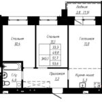 ЖК Современник. 3-комнатная студия 51,7 м². Кирпич