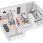 ЖК Современник. 3-комнатная студия 51,7 м². 3D-визуализация