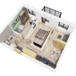ЖК Современник. 3-комнатная студия 57,2 м². 3D-визуализация
