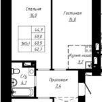 ЖК Современник. 3-комнатная студия 60,9 м². Кирпич