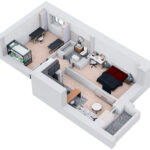 ЖК Современник. 3-комнатная студия 60,9 м². 3D-визуализация