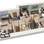 ЖК Современник. 3-комнатная студия 64,7 м². 3D-визуализация