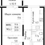 ЖК Спектр. Мельникова, 3. 1-комнатная квартира 37,9 м