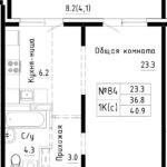 ЖК Спектр. Мельникова, 3. 1-комнатная квартира 40,9 м