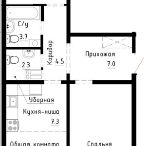 ЖК Спектр. Мельникова, 3. 3-комнатная студия 69,8 м