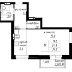 ЖК Чайка. 1-комнатная квартира 35,8 м