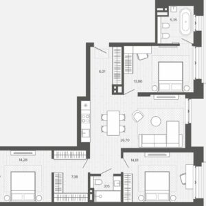 ЖК Меланж. 4-комнатная студия 98,89 м с балконом