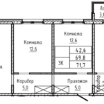 ЖК Прайм. 3-комнатная квартира 71,7 м. Панель
