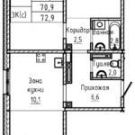 ЖК Прайм. 3-комнатная студия 72,9 м. Панель