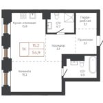 1-комнатная квартира 54,9 м