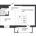 ЖК Павлов. 1-комнатная квартира 46,8 м
