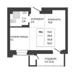 ЖК Павлов. 1-комнатная студия 30,8 м