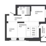 ЖК Павлов. 2-комнатная квартира 48,5 м