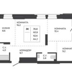 ЖК Павлов. 3-комнатная квартира 62,6 м