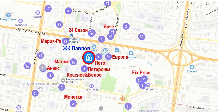 ЖК Павлов. ТЦ и магазины