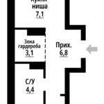 Родные берега. Промышленная, 10. 2-комнатная студия 49,4 м