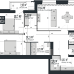 ЖК Opera Residence 3-комнатная студия 92,59 м. Вариант планировки