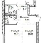3-комнатная студия 67,69 м без лоджии