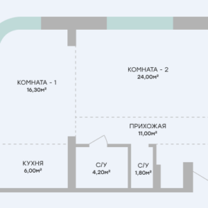 ЖК ИНфинити. 2-комнатная квартира 63,3 м без балкона.