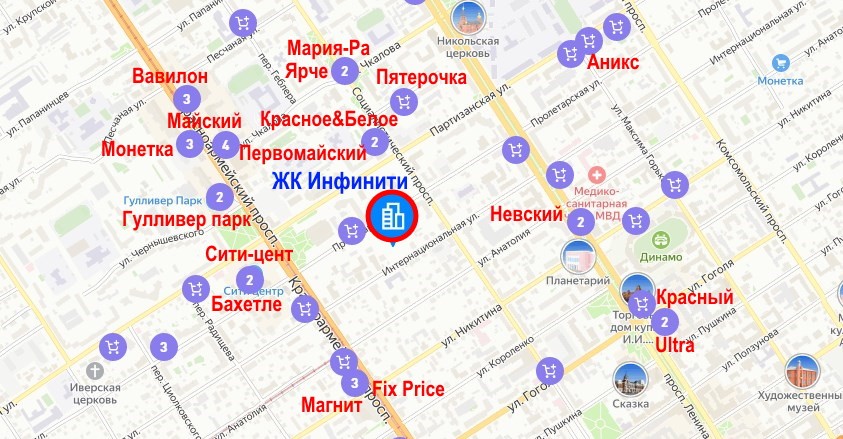ЖК Инфинити. ТЦ и магазины
