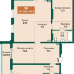 ЖК Камчатка. 3-комнатная квартира, Власихинская, 212 кор. 6-1, 108,3 м