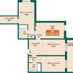 ЖК Камчатка. 3-комнатная квартира, Власихинская, 212 кор. 6-1, 92,6 м